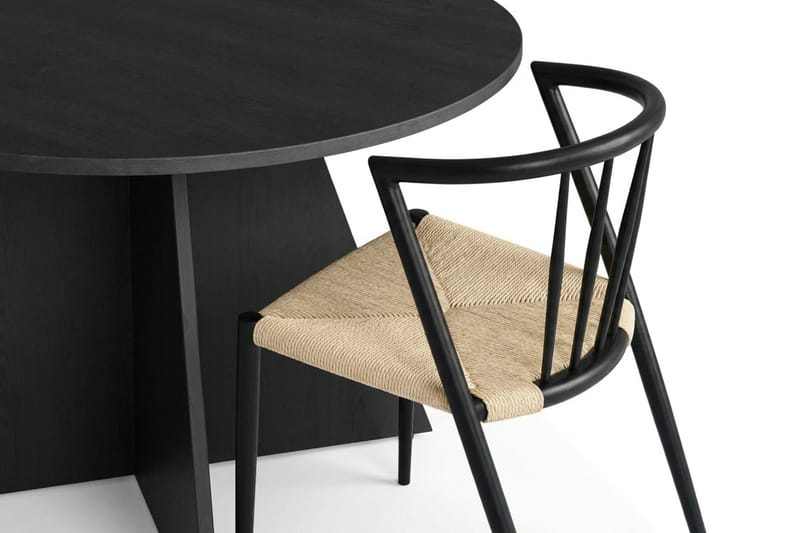 Vera spisegruppe rund 110 cm svart med 4 Winston spisestoler - Svart - Møbler - Bord - Spisegrupper