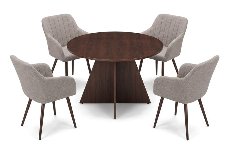 Vera spisegruppe rund 110 cm valnøtt med 4 Filippa spisestoler - Valnøtt - Møbler - Bord - Spisegrupper