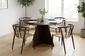Vera spisegruppe rund 110 cm valnøtt med 4 Winston spisestoler - Valnøtt - Møbler - Bord - Spisegrupper
