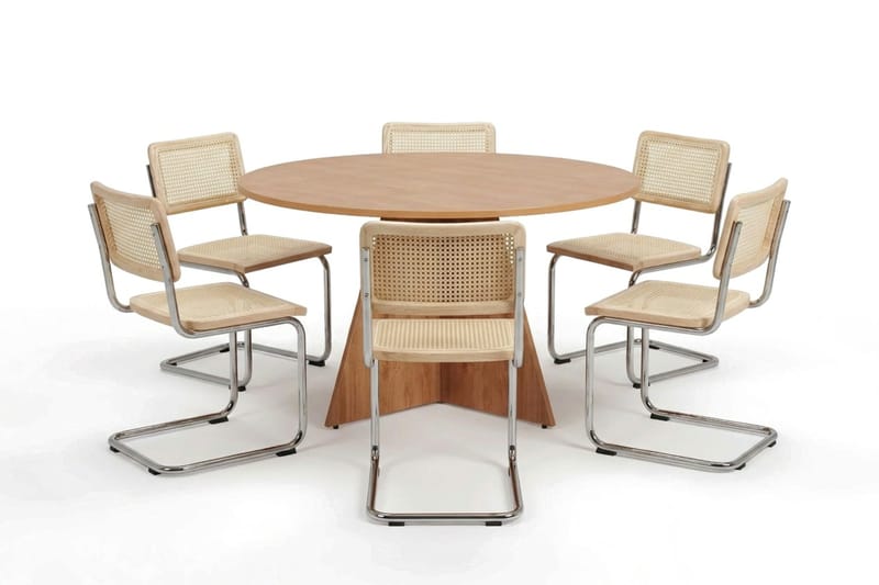 Vera spisegruppe rund 130 cm eik med 6 Build spisestoler - Eik - Møbler - Bord - Spisegrupper