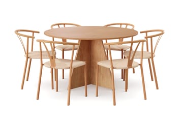 Vera spisegruppe rund 130 cm eik med 6 Elysia spisestoler - Eik - Møbler - Bord - Spisegrupper