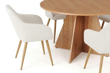 Vera spisegruppe rund 130 cm eik med 6 Filippa spisestoler - Eik - Møbler - Bord - Spisegrupper