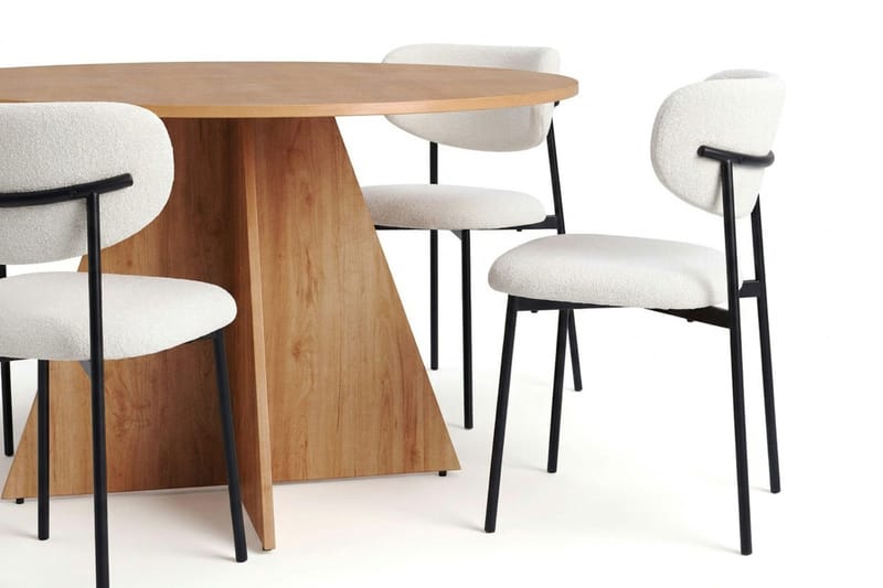 Vera spisegruppe rund 130 cm eik med 6 Lucy spisestoler - Eik - Møbler - Bord - Spisegrupper