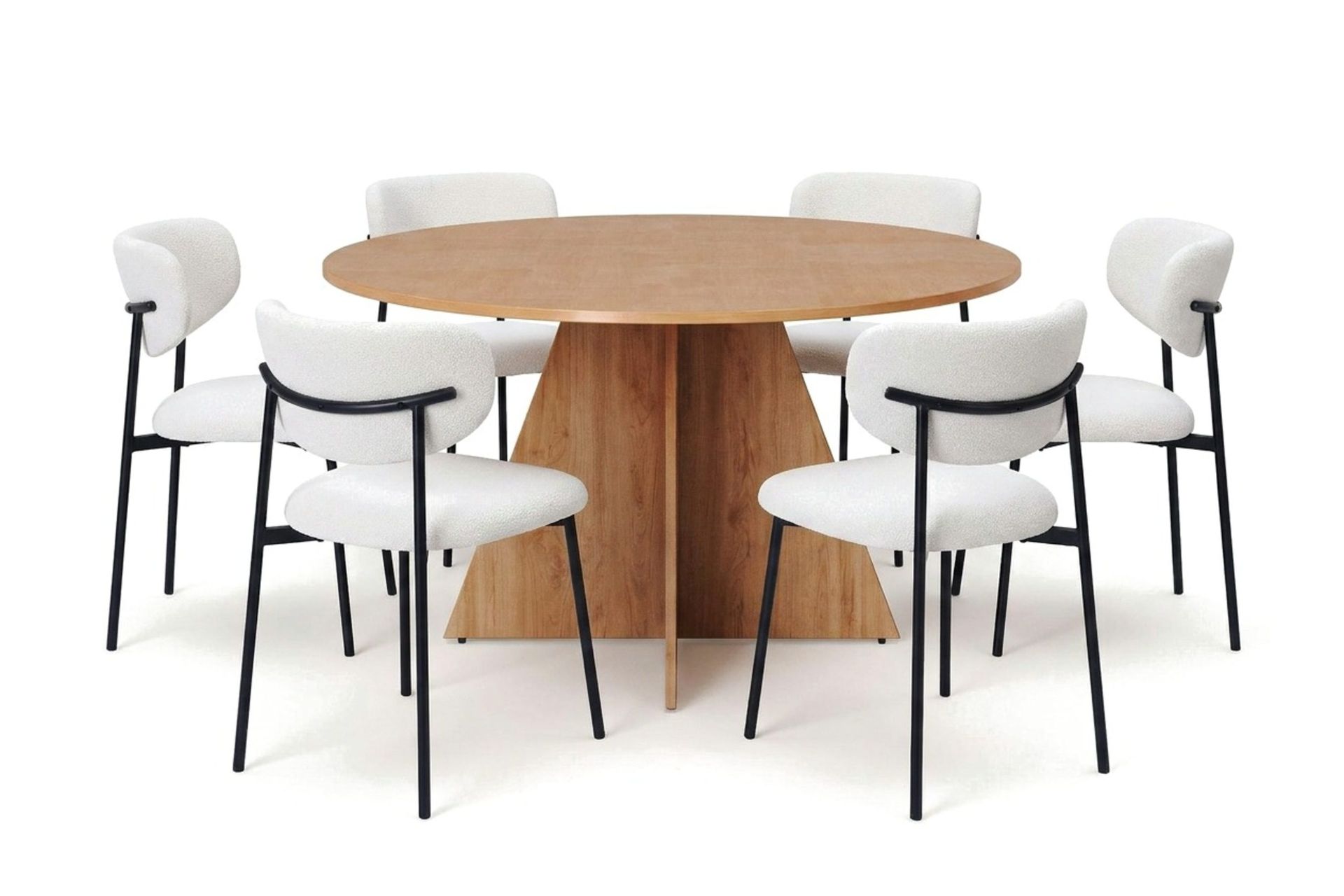 Vera spisegruppe rund 130 cm eik med 6 Lucy spisestoler - Eik