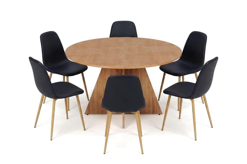 Vera spisegruppe rund 130 cm eik med 6 Nibe spisestoler - Eik - Møbler - Bord - Spisegrupper