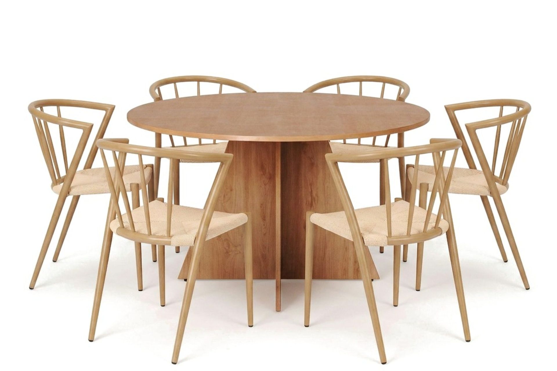 Vera spisegruppe rund 130 cm eik med 6 Winston spisestoler - Eik