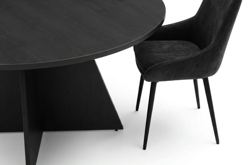 Vera spisegruppe rund 130 cm svart med 6 Alsarp spisestoler - Svart - Møbler - Bord - Spisegrupper