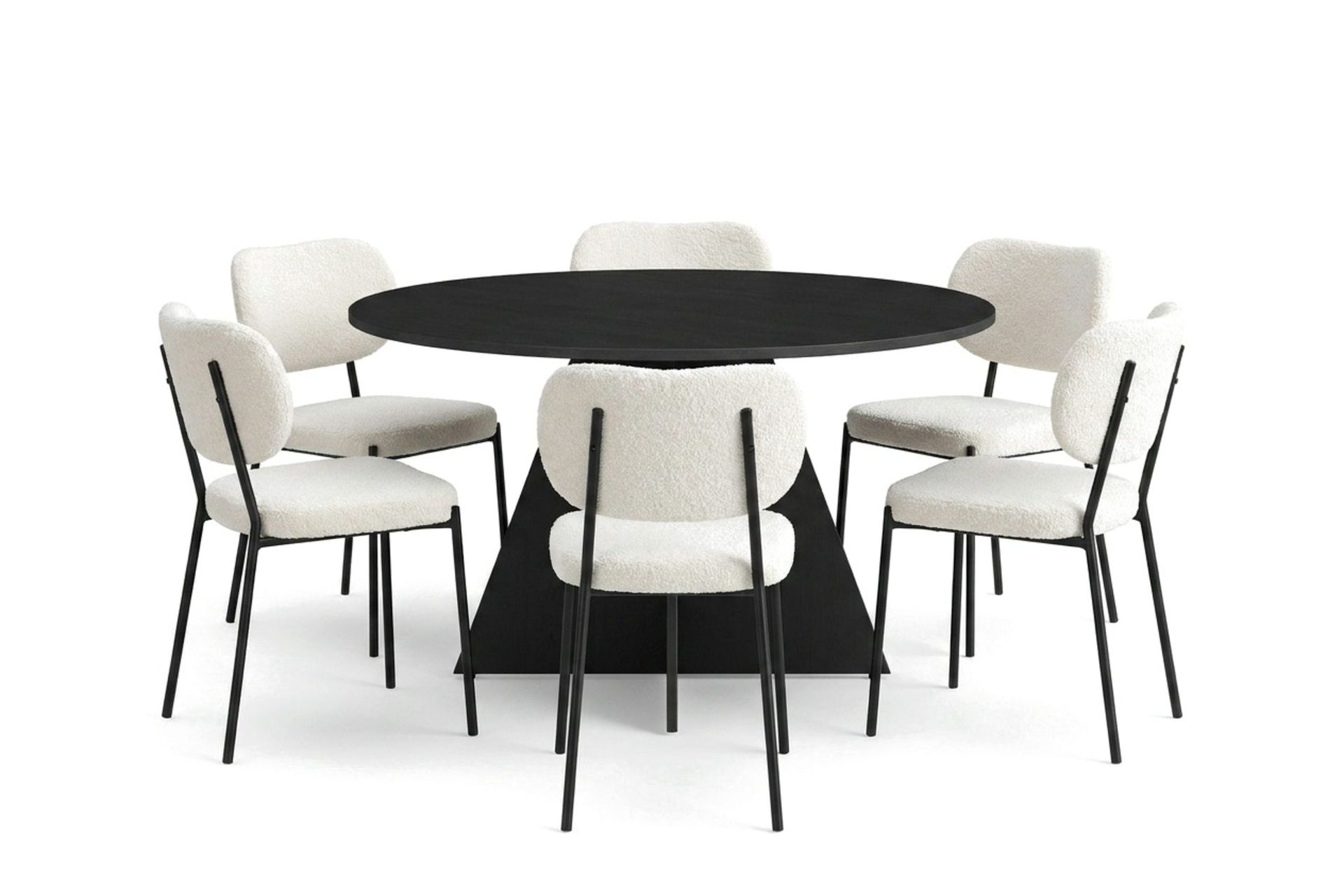Vera spisegruppe rund 130 cm svart med 6 Gemmiano spisestoler - Svart