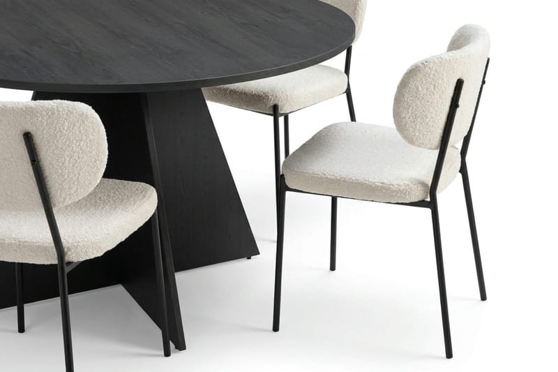 Vera spisegruppe rund 130 cm svart med 6 Gemmiano spisestoler - Svart - Møbler - Bord - Spisegrupper