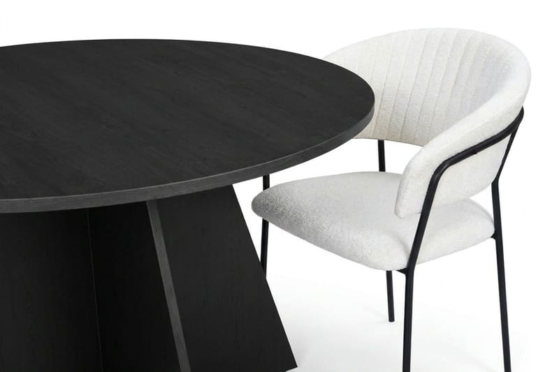 Vera spisegruppe rund 130 cm svart med 6 Karol spisestoler - Svart - Møbler - Bord - Spisegrupper