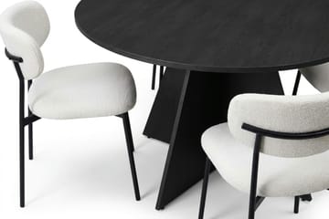 Vera spisegruppe rund 130 cm svart med 6 Lucy spisestoler - Svartbeiset eik - Møbler - Bord - Spisegrupper