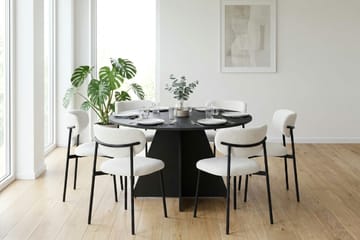 Vera spisegruppe rund 130 cm svart med 6 Lucy spisestoler - Svartbeiset eik - Møbler - Bord - Spisegrupper