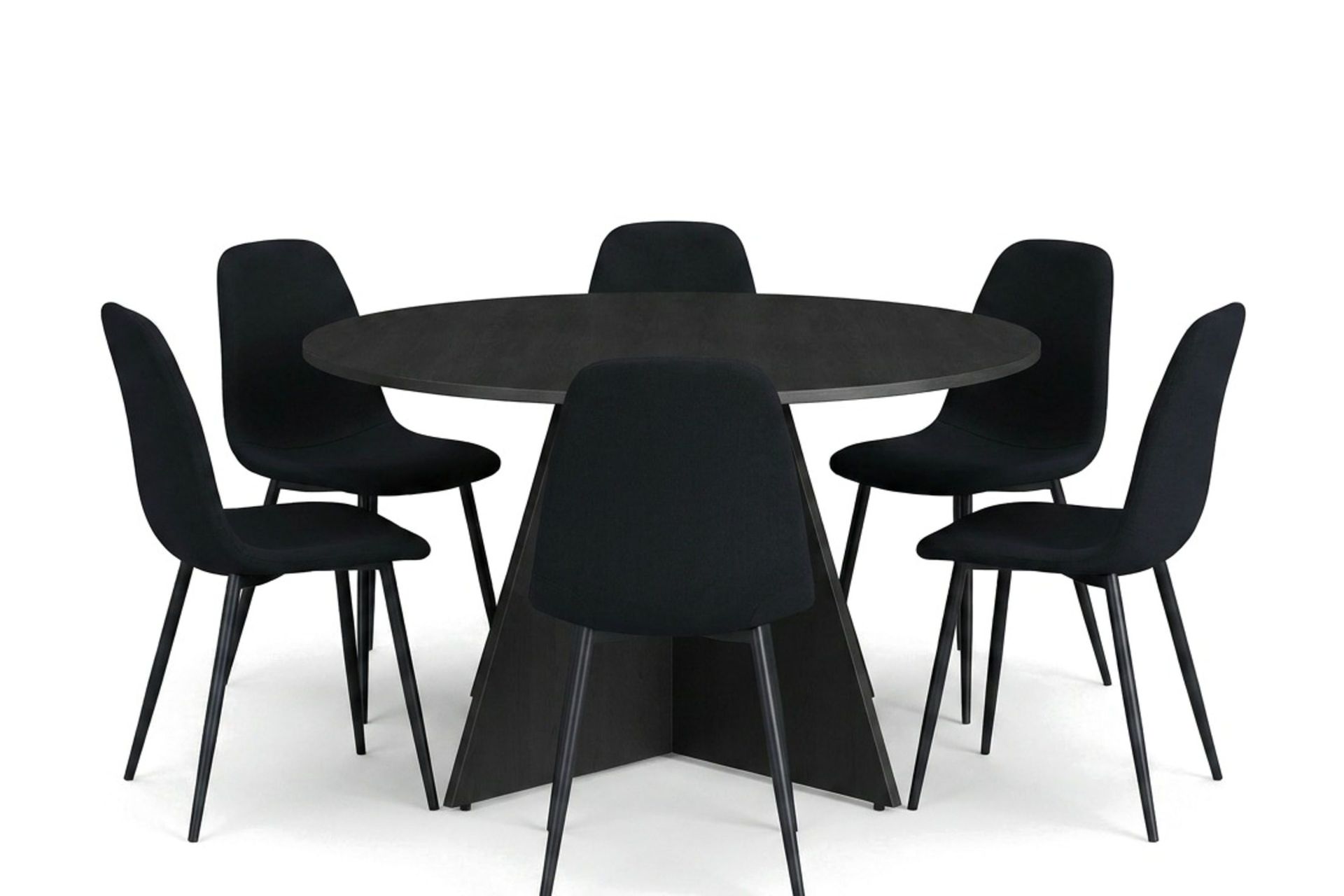 Vera spisegruppe rund 130 cm svart med 6 Nibe spisestoler - Svart