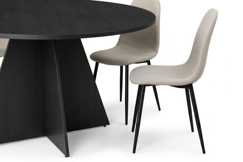Vera spisegruppe rund 130 cm svart med 6 Nibe spisestoler - Svart - Møbler - Bord - Spisegrupper