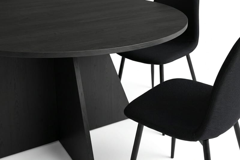 Vera spisegruppe rund 130 cm svart med 6 Nibe spisestoler - Svart - Møbler - Bord - Spisegrupper