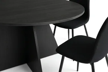 Vera spisegruppe rund 130 cm svart med 6 Nibe spisestoler - Svartbeiset eik - Møbler - Bord - Spisegrupper