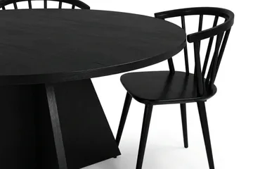 Vera spisegruppe rund 130 cm svart med 6 Tyrö spisestoler - Svartbeiset eik - Møbler - Bord - Spisegrupper