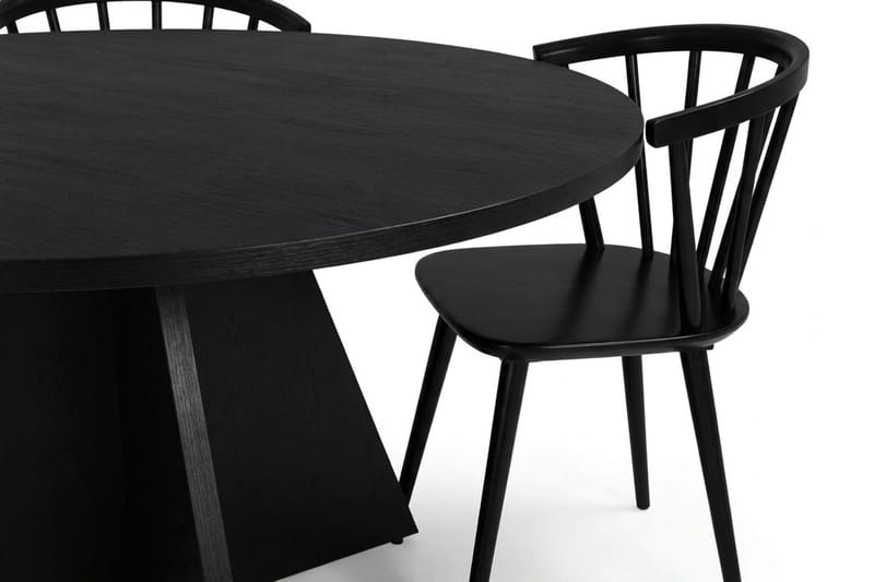 Vera spisegruppe rund 130 cm svart med 6 Tyrö spisestoler - Svartbeiset eik - Møbler - Bord - Spisegrupper