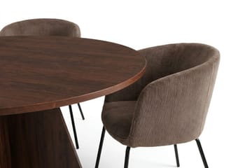 Vera spisegruppe rund 130 cm valnøtt med 6 Berit spisestoler - Valnøtt - Møbler - Bord - Spisegrupper