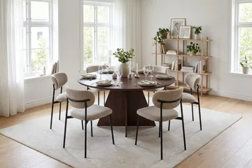 Vera spisegruppe rund 130 cm valnøtt med 6 Lucy spisestoler - Valnøtt - Møbler - Bord - Spisegrupper