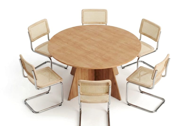 Vera spisegruppe rund 150 cm eik med 6 Build spisestoler - Eik - Møbler - Bord - Spisegrupper