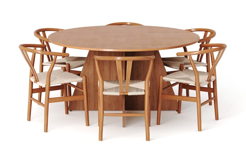Vera spisegruppe rund 150 cm eik med 6 Dastoori spisestoler - Eik - Møbler - Bord - Spisegrupper