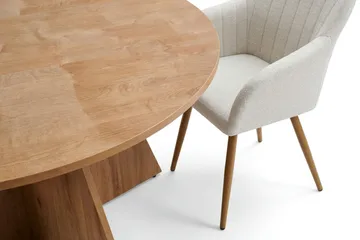 Vera spisegruppe rund 150 cm eik med 6 Filippa spisestoler - Eik - Møbler - Bord - Spisegrupper