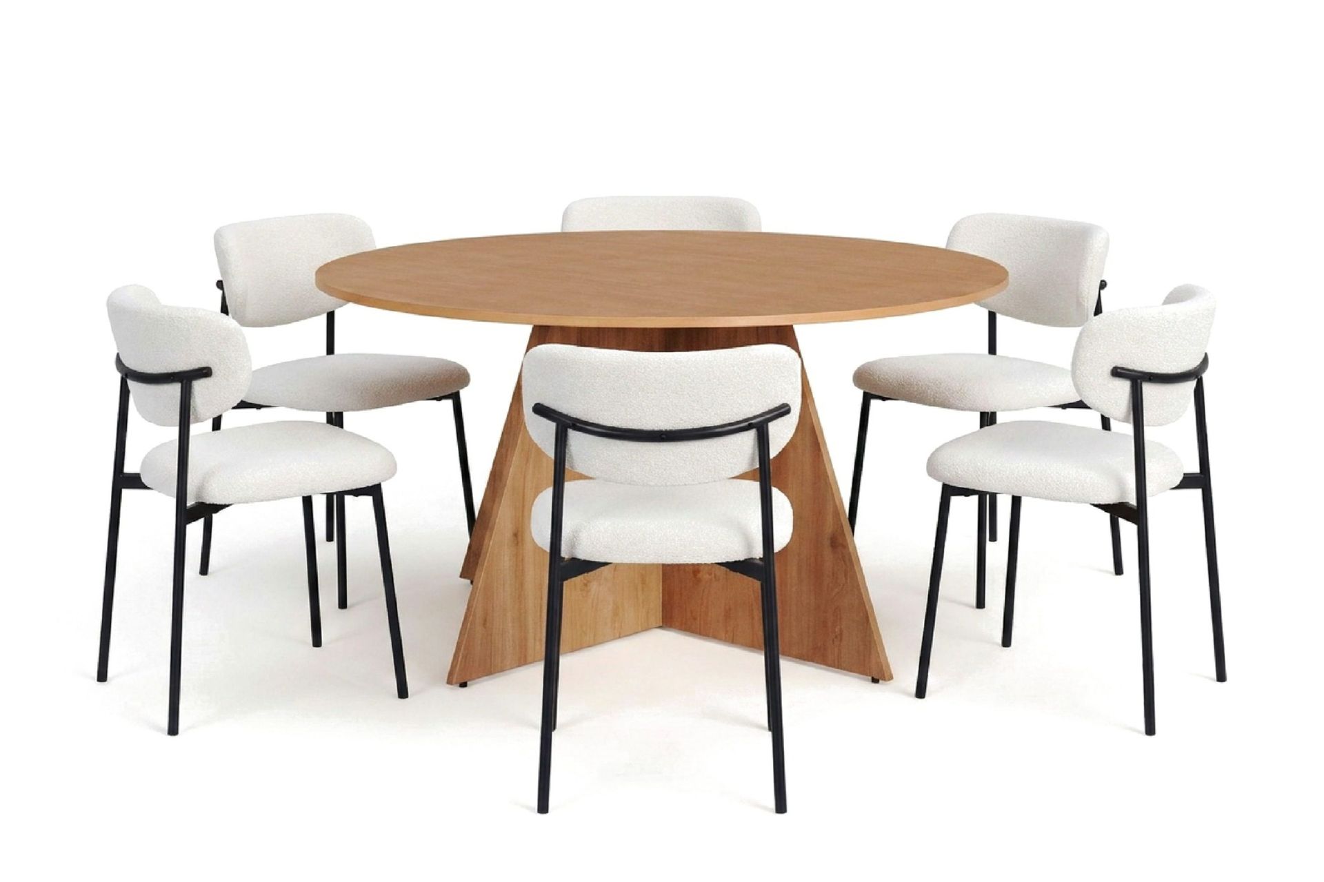Vera spisegruppe rund 150 cm eik med 6 Lucy spisestoler - Eik