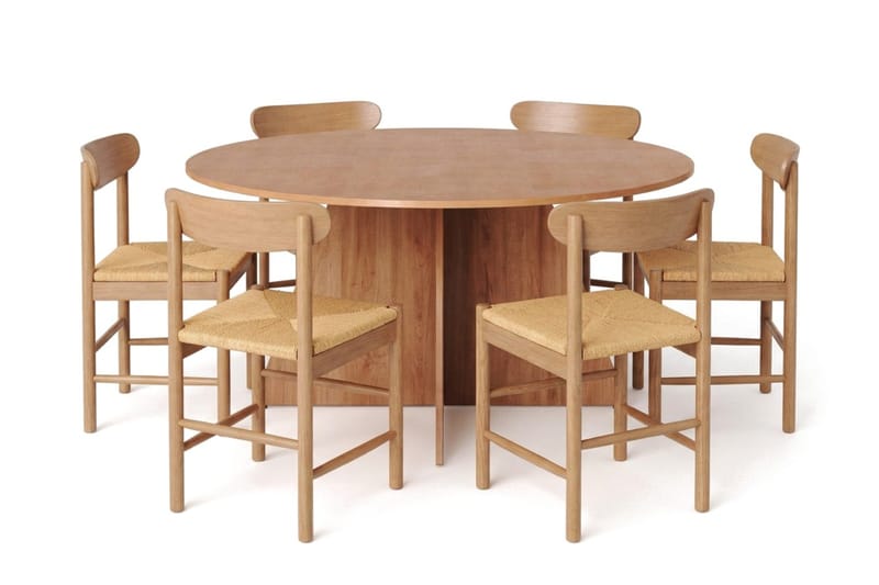 Vera Spisegruppe rund 150 cm Eik med 6 Malte Spisestoler, Eik