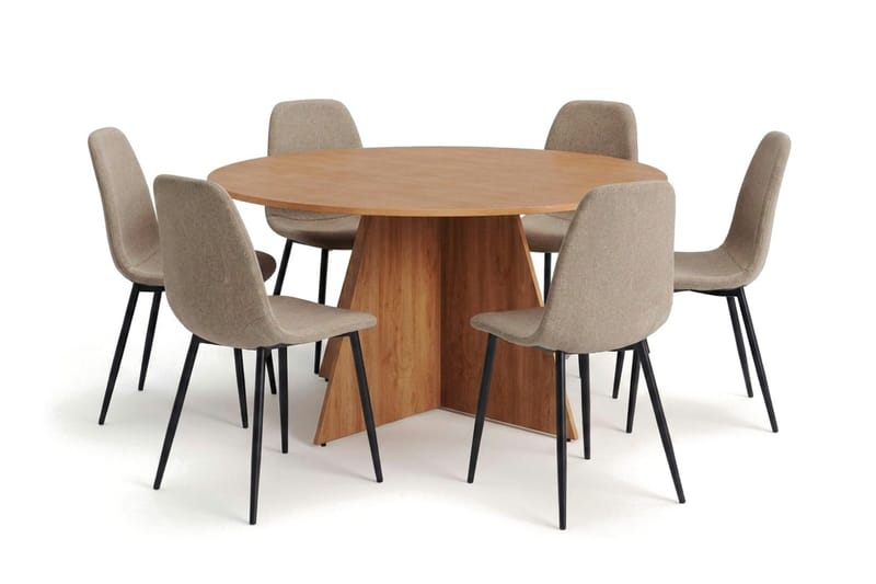 Vera spisegruppe rund 150 cm eik med 6 Nibe spisestoler - Eik - Møbler - Bord - Spisegrupper