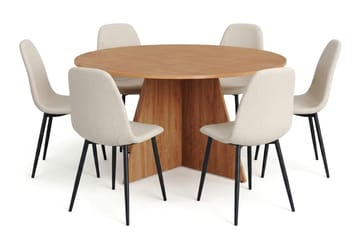 Beige/Metallben Svart - Eik