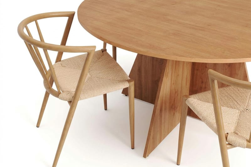 Vera spisegruppe rund 150 cm eik med 6 Winston spisestoler - Eik - Møbler - Bord - Spisegrupper