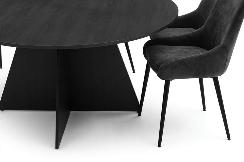 Vera spisegruppe rund 150 cm svart med 6 Alsarp spisestoler - Svart - Møbler - Bord - Spisegrupper