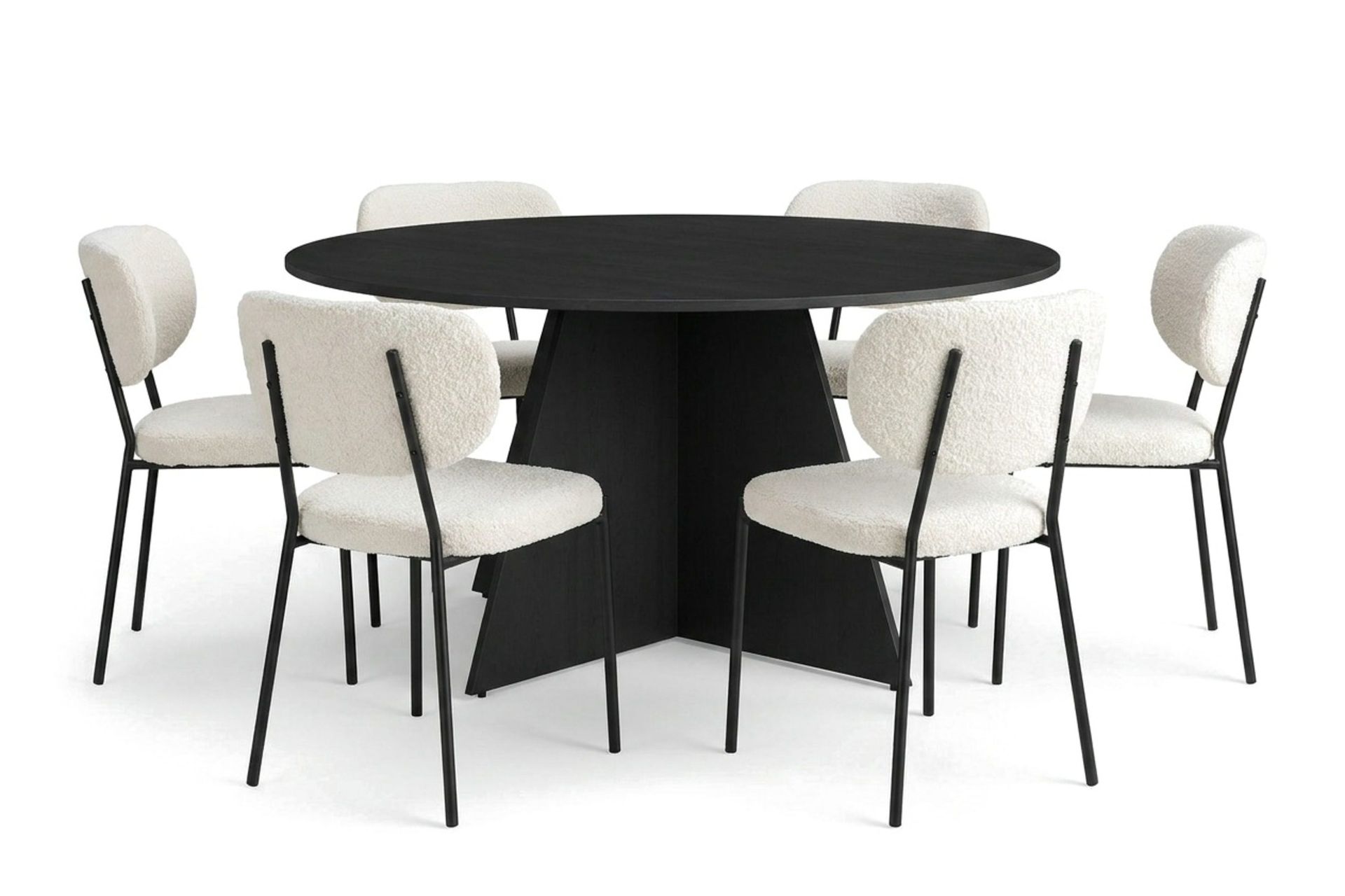 Vera spisegruppe rund 150 cm svart med 6 Gemmiano spisestoler - Svart