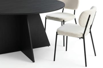 Vera spisegruppe rund 150 cm svart med 6 Gemmiano spisestoler - Svartbeiset eik - Møbler - Bord - Spisegrupper