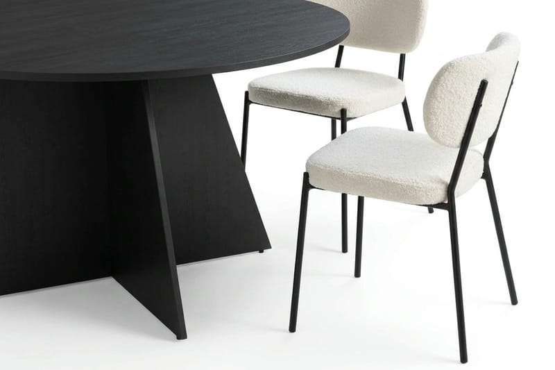 Vera spisegruppe rund 150 cm svart med 6 Gemmiano spisestoler - Svartbeiset eik - Møbler - Bord - Spisegrupper