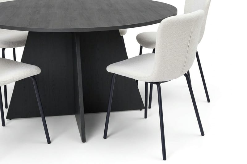 Vera spisegruppe rund 150 cm svart med 6 Katy spisestoler - Svart - Møbler - Bord - Spisegrupper