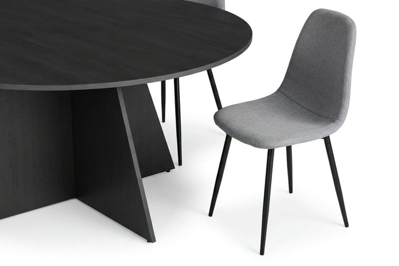 Vera spisegruppe rund 150 cm svart med 6 Nibe spisestoler - Svart - Møbler - Bord - Spisegrupper
