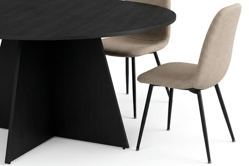 Vera spisegruppe rund 150 cm svart med 6 Nibe spisestoler - Svart - Møbler - Bord - Spisegrupper