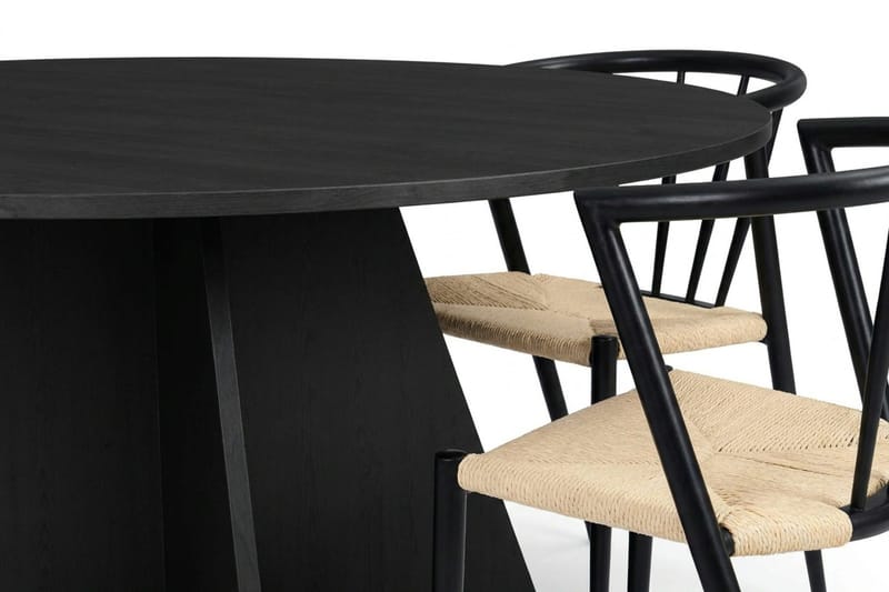Vera spisegruppe rund 150 cm svart med 6 Winston spisestoler - Svart - Møbler - Bord - Spisegrupper