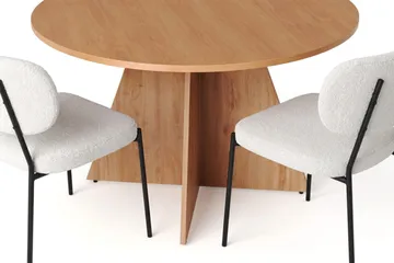 Vera spisegruppe rundt 110 cm med 4 Gemmiano spisestoler - Eik - Møbler - Bord - Spisegrupper
