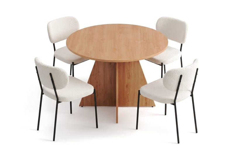 Vera spisegruppe rundt 110 cm med 4 Gemmiano spisestoler - Eik - Møbler - Bord - Spisegrupper