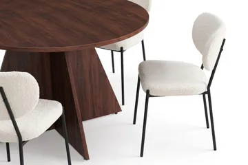 Vera spisegruppe rundt 110 cm med 4 Gemmiano spisestoler - Valnøtt - Møbler - Bord - Spisegrupper