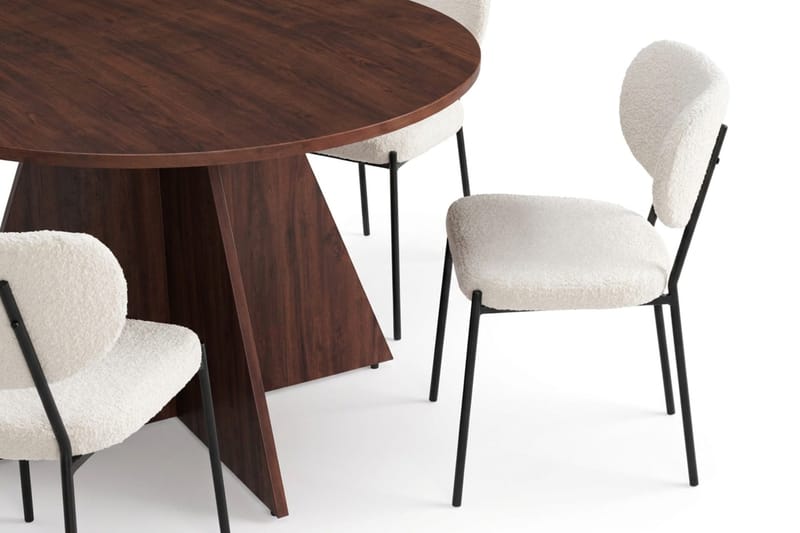 Vera spisegruppe rundt 110 cm med 4 Gemmiano spisestoler - Valnøtt - Møbler - Bord - Spisegrupper