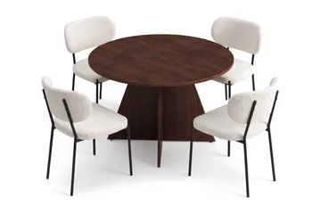 Vera spisegruppe rundt 110 cm med 4 Gemmiano spisestoler - Valnøtt - Møbler - Bord - Spisegrupper