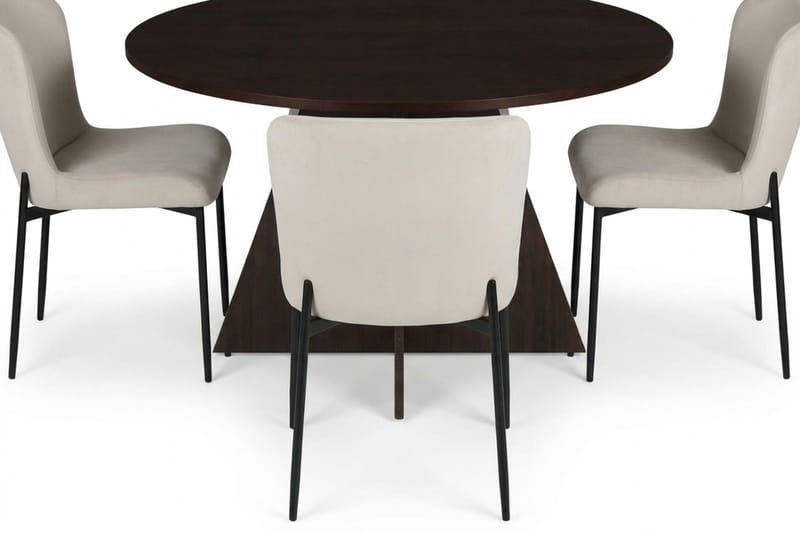 Vera spisegruppe rundt 110 cm røkt eik med 4 Elsie spisestoler - Røkt eik/Beige - Møbler - Bord - Spisegrupper