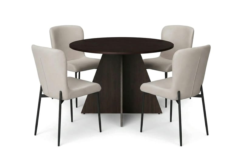 Vera spisegruppe rundt 110 cm røkt eik med 4 Elsie spisestoler - Røkt eik/Beige - Møbler - Bord - Spisegrupper