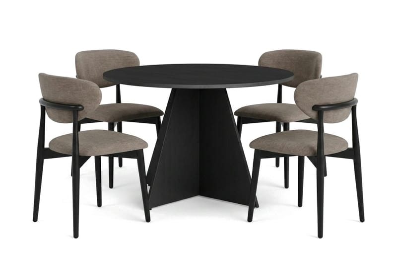 Vera spisegruppe rundt 110 cm svart med 4 Molly spisestoler - Svart - Møbler - Bord - Spisegrupper