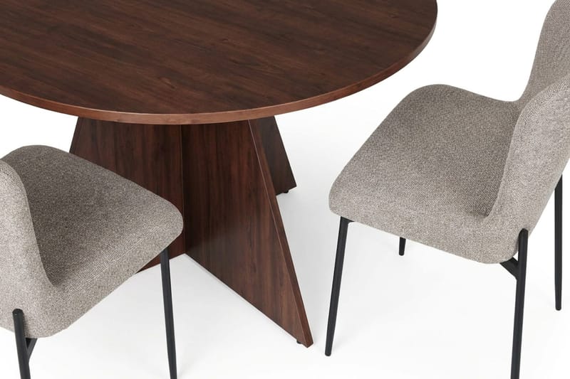 Vera spisegruppe rundt 110 cm valnøtt med 4 Elsie spisestoler - Valnøtt/Lysegrå - Møbler - Bord - Spisegrupper