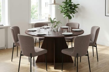 Vera spisegruppe rundt 130 cm valnøtt med 6 Elsie spisestoler - Valnøtt - Møbler - Bord - Spisegrupper